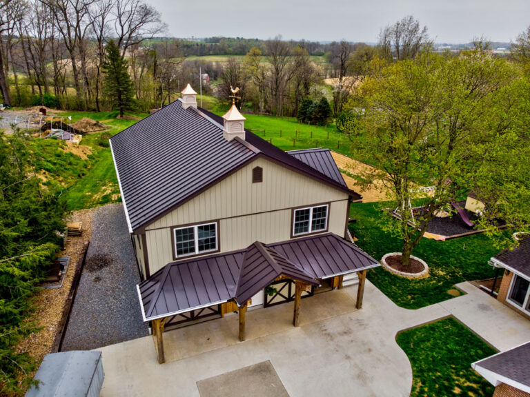 Metal roof installed on barn.